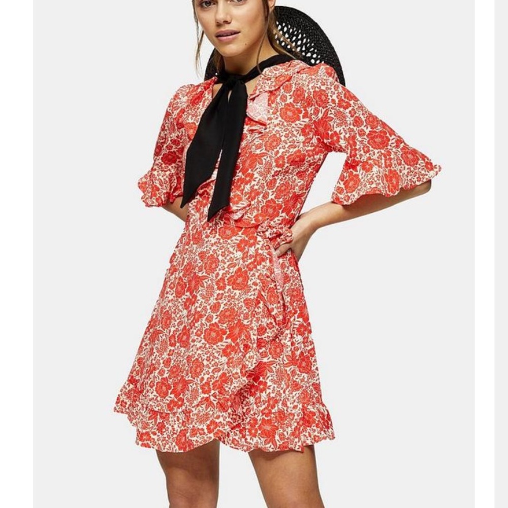 Topshop floral wrap dress
